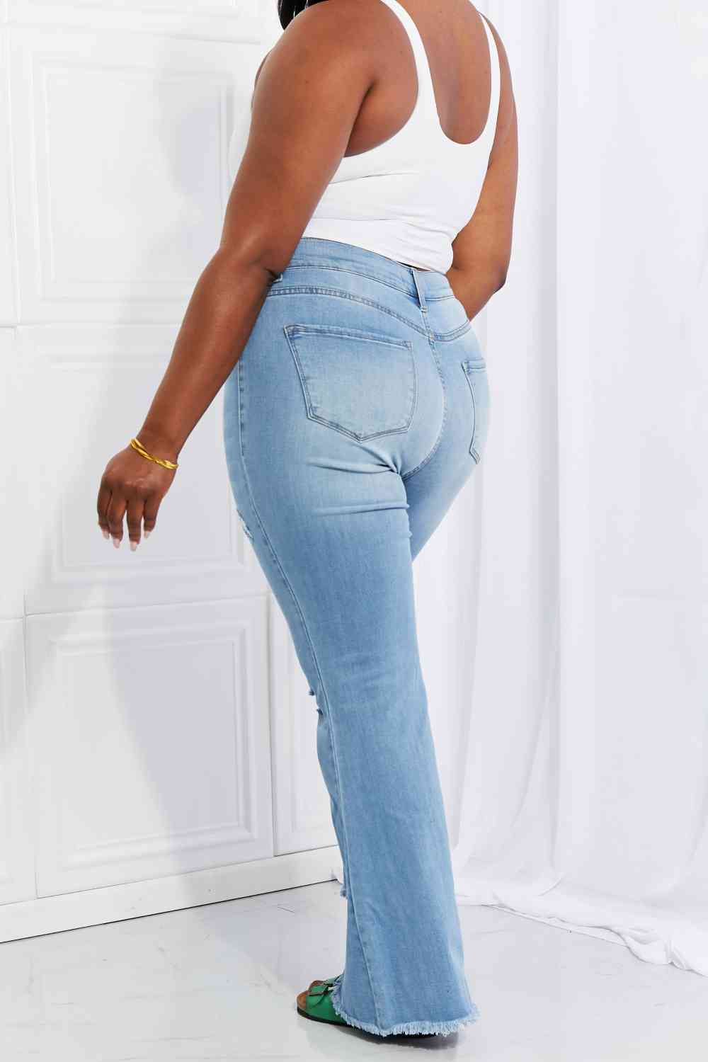 Vibrant MIU Full Size Jess Button Flare Jeans - AllIn Computer