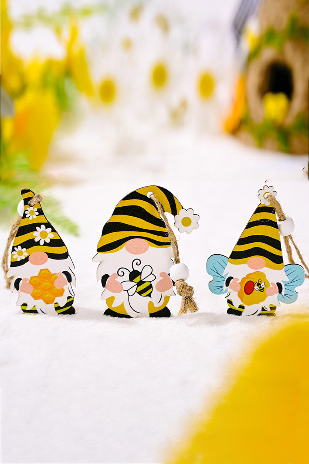 3-Pack Bee Wood Gnome Ornaments - AllIn Computer