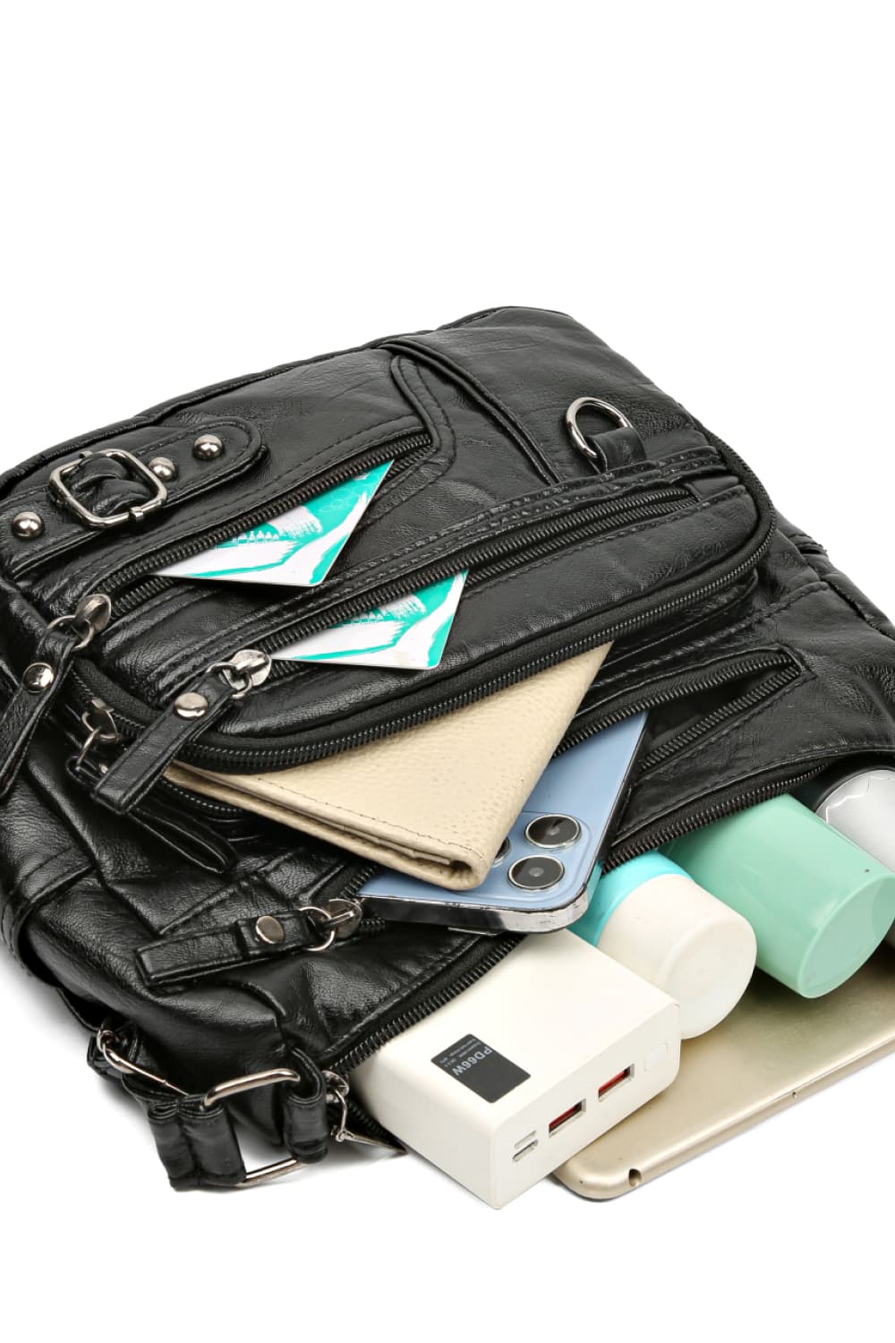 Multi-Pocket PU Leather Crossbody Bag - AllIn Computer