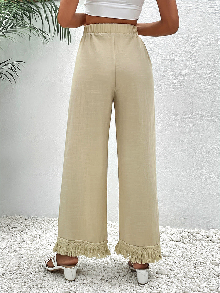Fringe Detail Wide Leg Pants - AllIn Computer