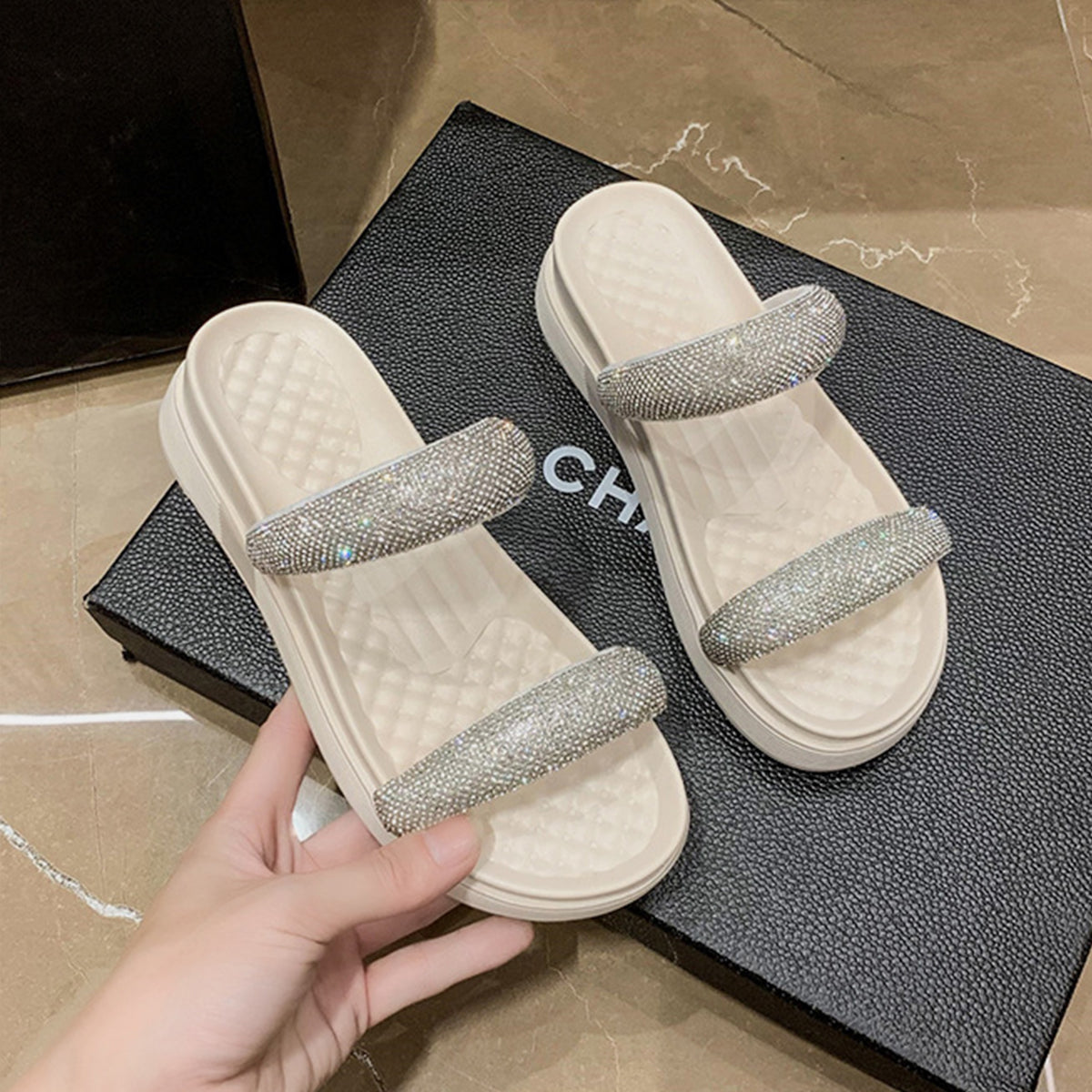 PU Leather Open Toe Platform Sandals - AllIn Computer