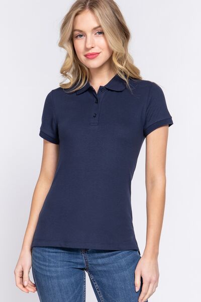 ACTIVE BASIC Full Size Classic Short Sleeve Polo Top - AllIn Computer