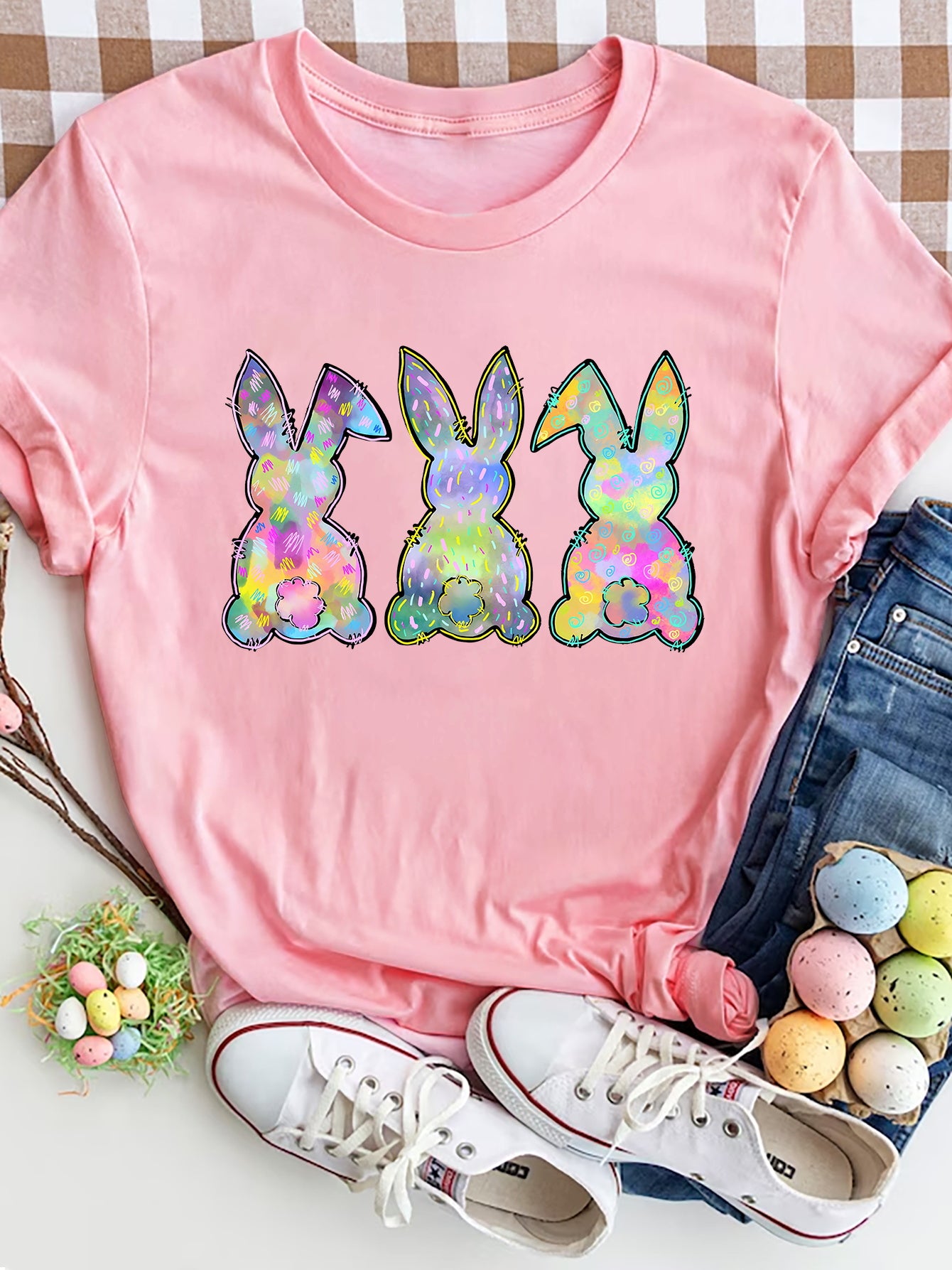 Rabbit Round Neck Short Sleeve T-Shirt - AllIn Computer