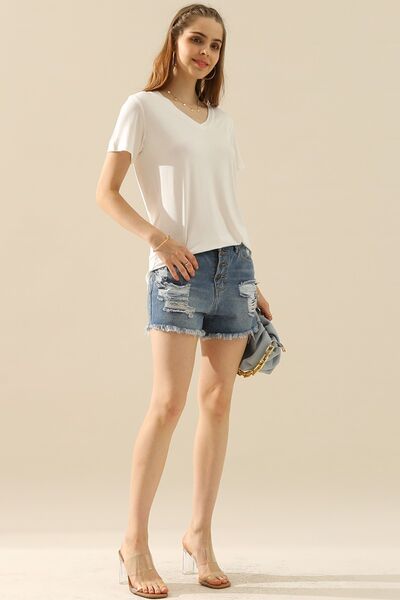 Ninexis Full Size V-Neck Short Sleeve T-Shirt - AllIn Computer