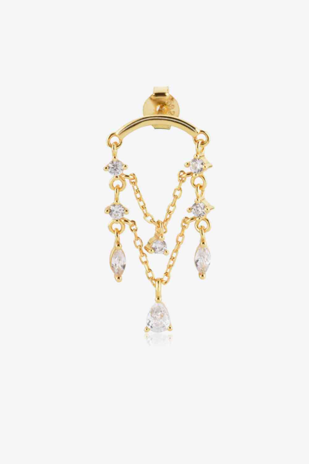 Zircon 925 Sterling Silver Single Chandelier Earring - AllIn Computer