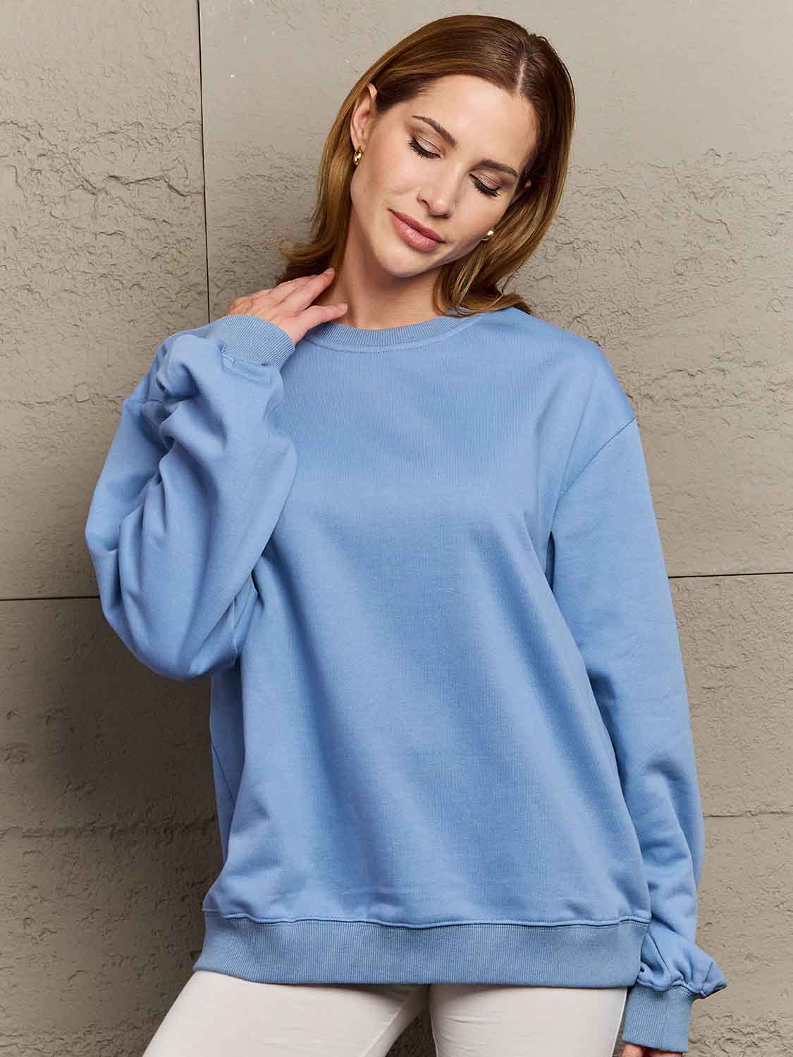 Simply Love Full Size Dropped Shoulder Sweatshirt - AllIn Computer