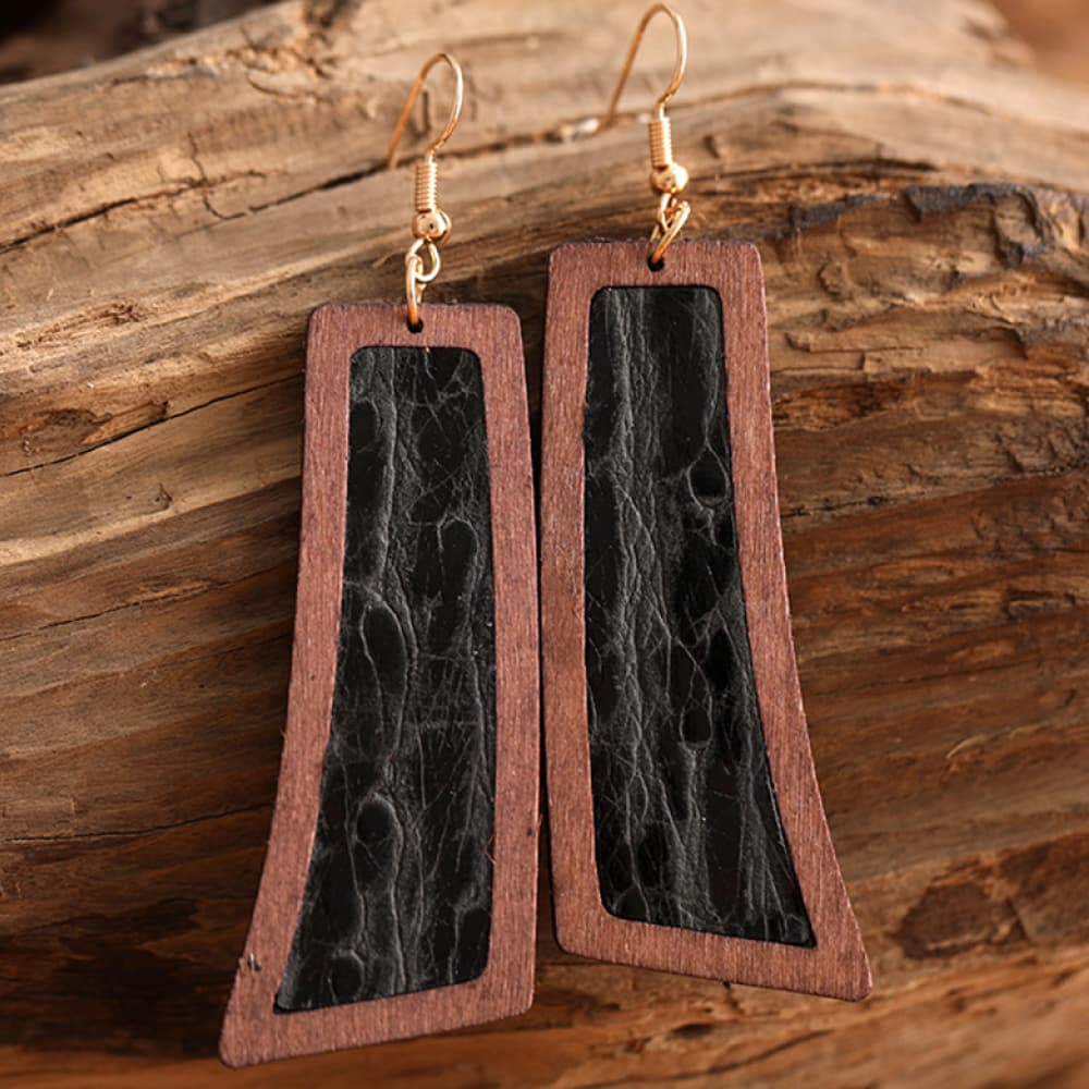 Geometrical Shape Wooden Dangle Earrings - AllIn Computer