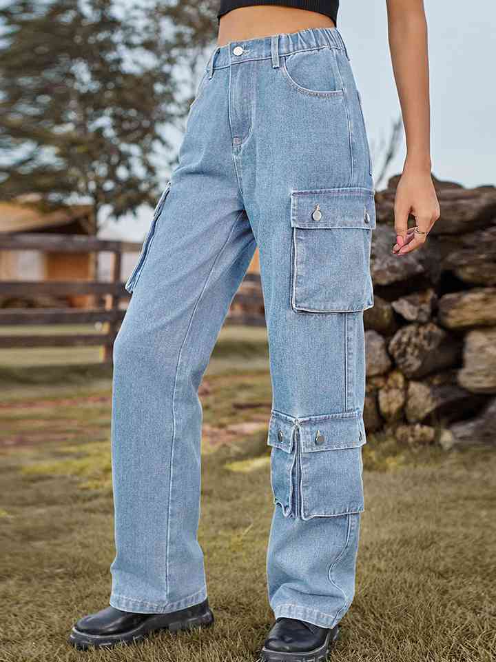 Straight Leg Cargo Jeans - AllIn Computer