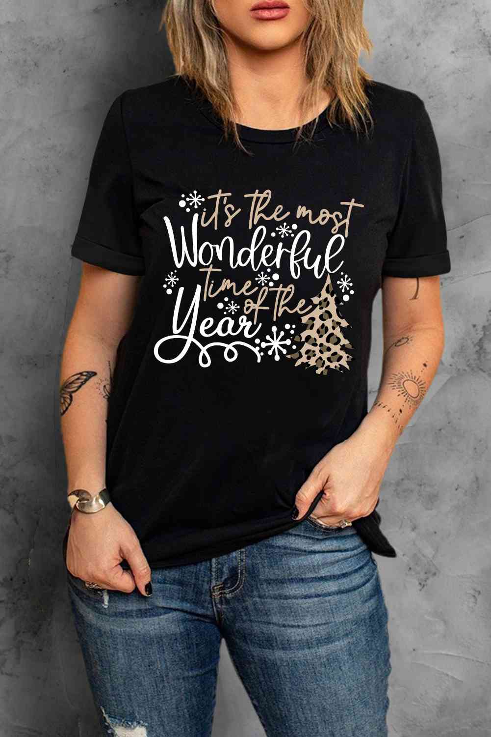 Slogan Graphic Round Neck T-Shirt | CLOTHING,SHOES & ACCESSORIES | christmas, christmas shirts, Ship From Overseas, SYNZ, t-shirts, tshirts | Trendsi