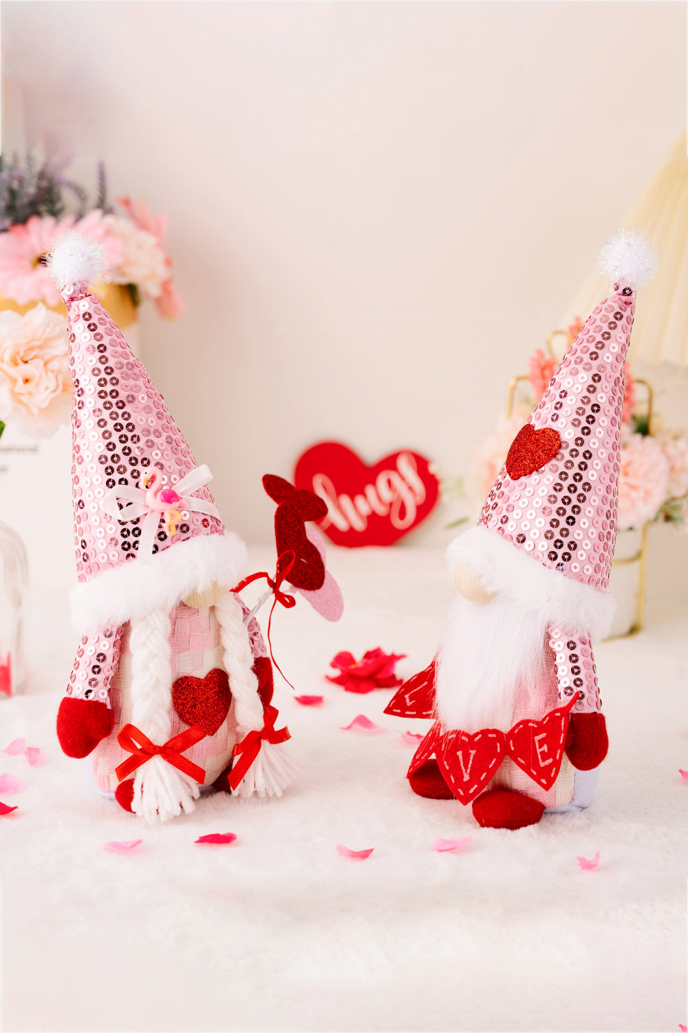 Mother's Day Sequined Heart Pointed Hat Faceless Gnome - AllIn Computer