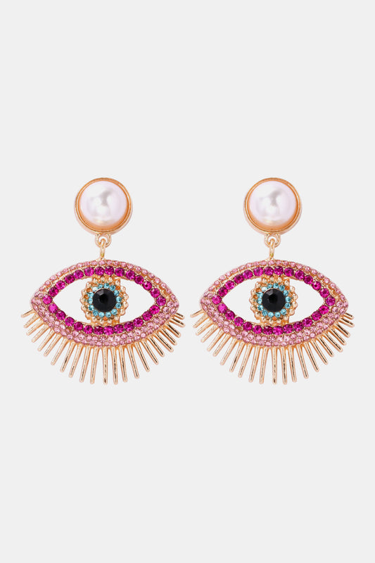 Evil Eye Shape Rhinestone Zinc Alloy Synthetic Dangle Earrings - AllIn Computer