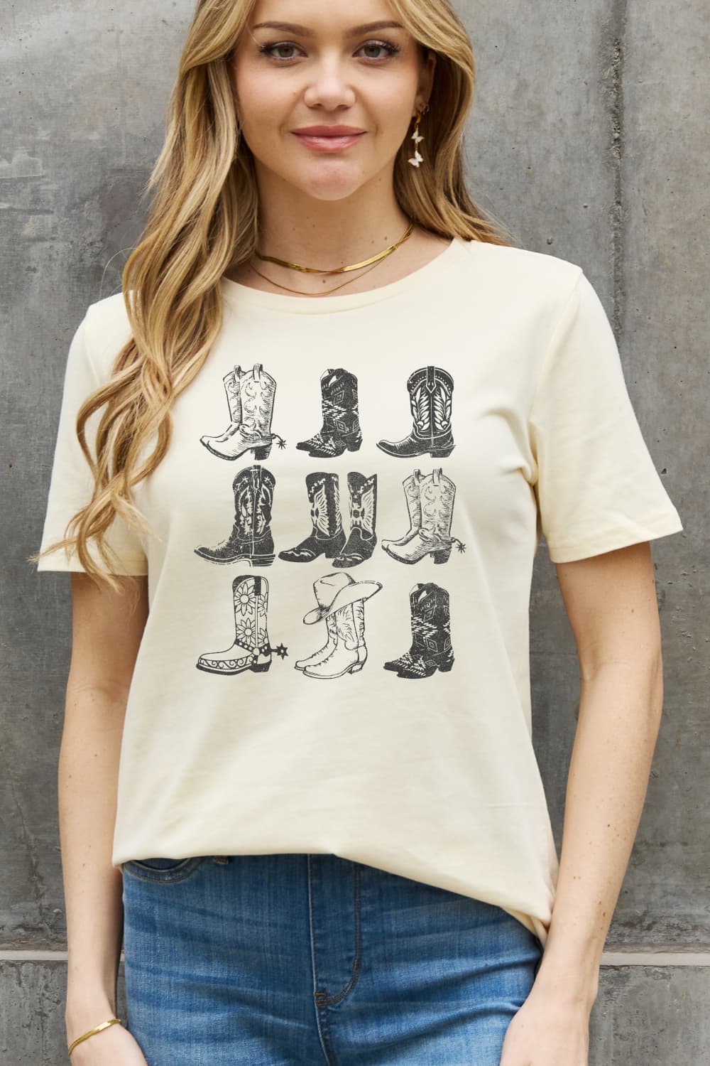 Simply Love Simply Love Full Size Cowboy Boots Graphic Cotton Tee - AllIn Computer