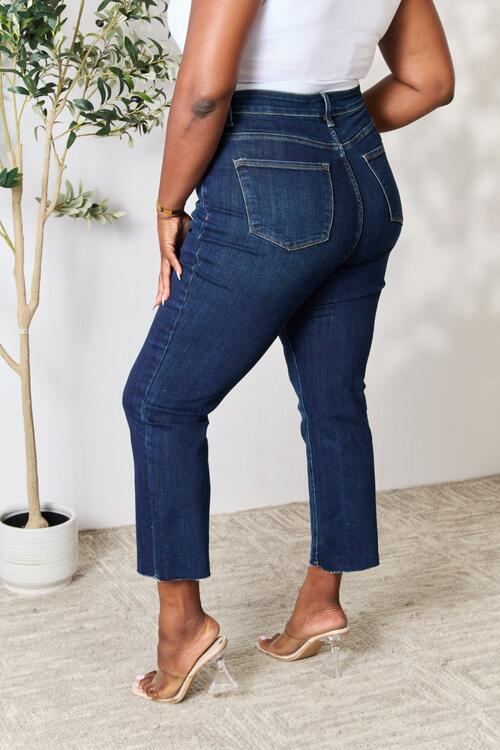 BAYEAS Full Size Raw Hem Straight Jeans - AllIn Computer