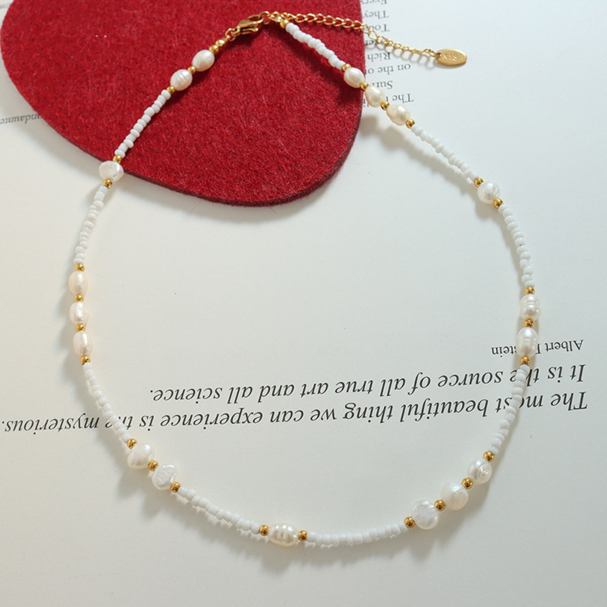 Titanium Steel Glass Bead Pearl Necklace - AllIn Computer