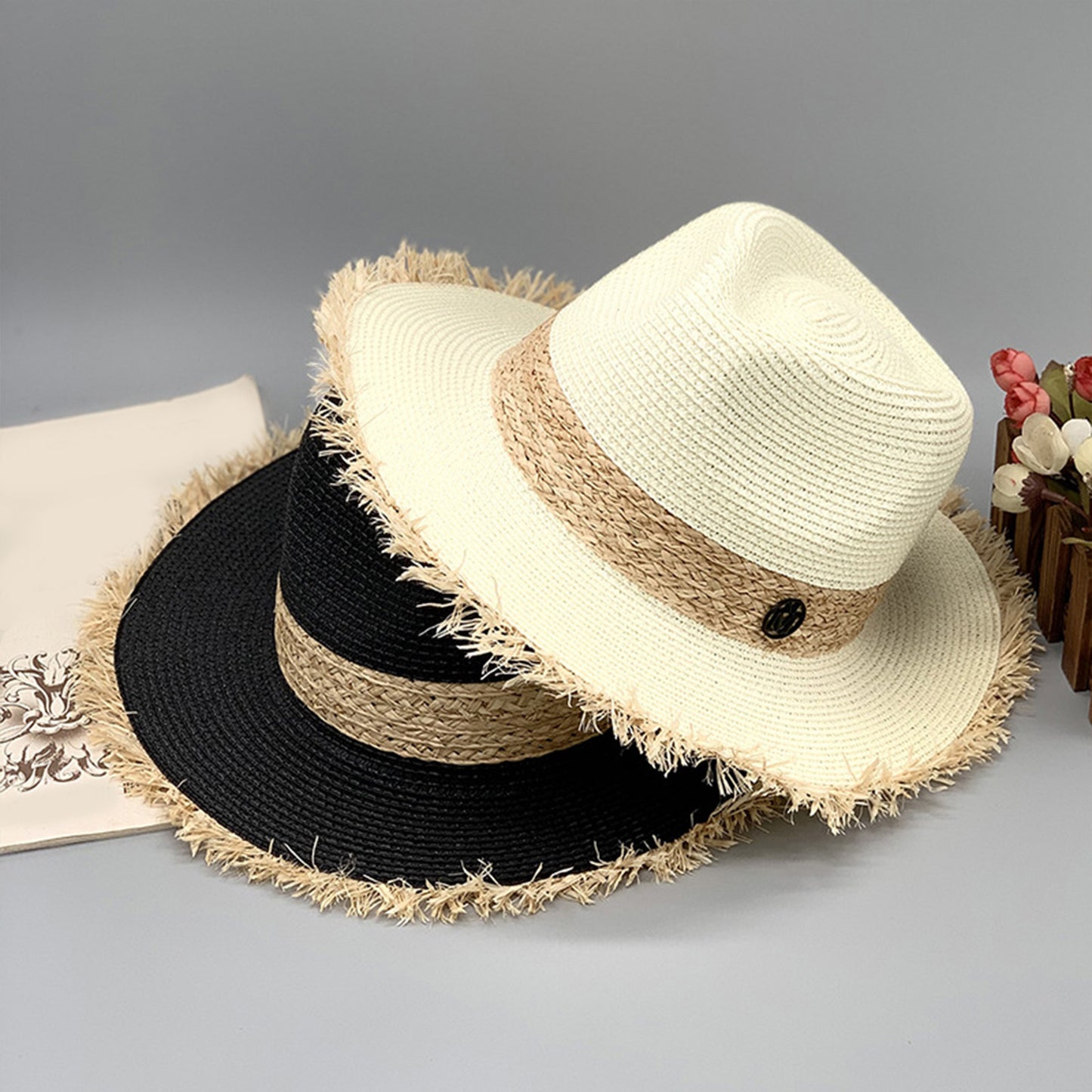 Raw Hem Raffia Hat - AllIn Computer