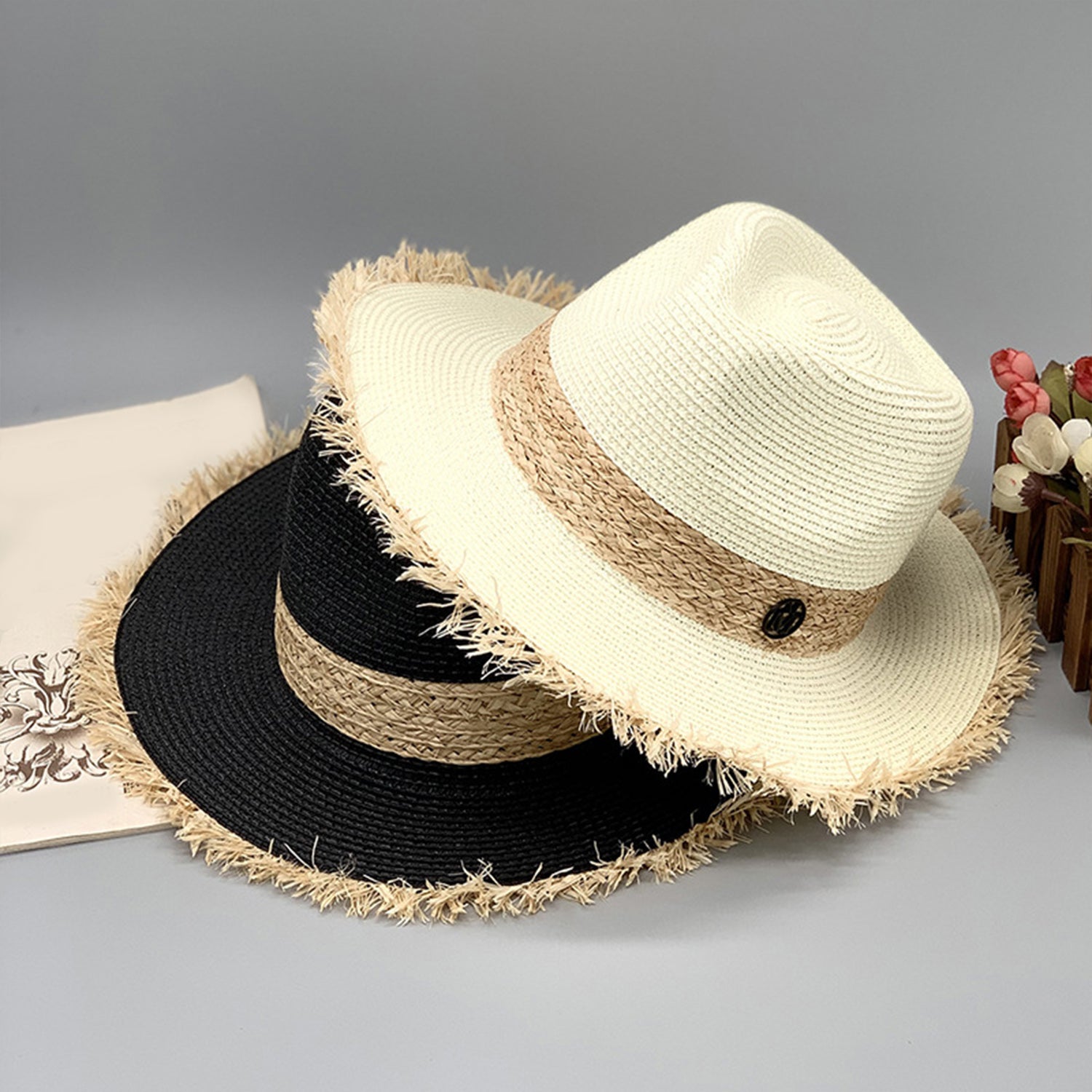 Raw Hem Raffia Hat - AllIn Computer