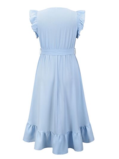Tied Surplice Ruffle Hem Dress - AllIn Computer