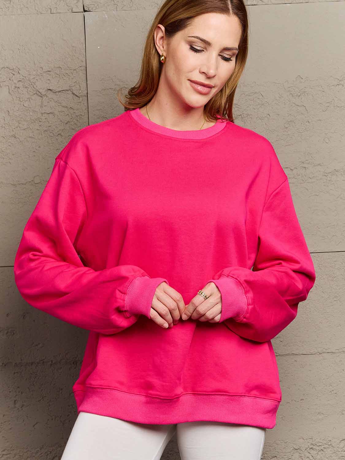 Simply Love Full Size Dropped Shoulder Sweatshirt - AllIn Computer