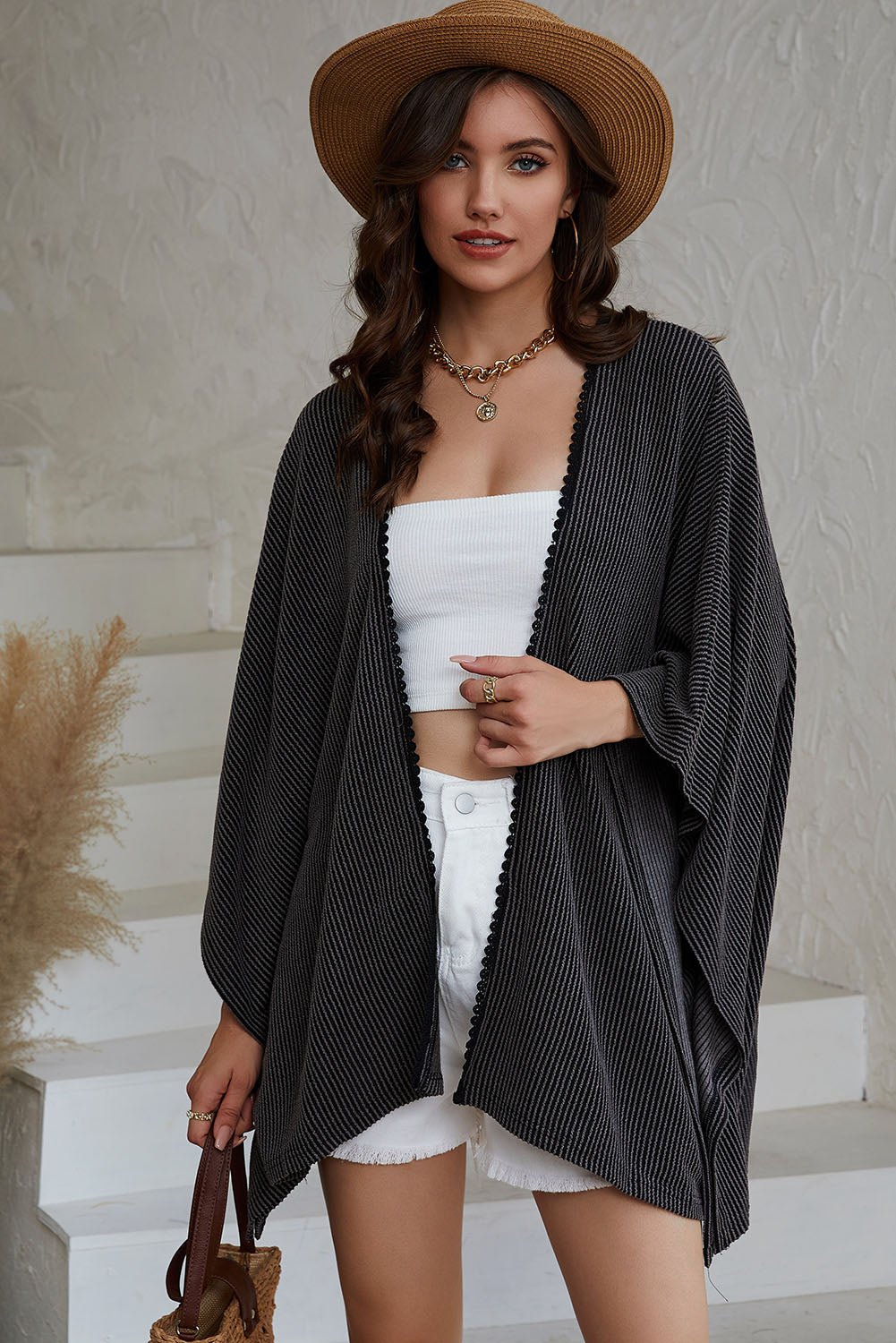 Open Front Dolman Sleeve Cardigan - AllIn Computer