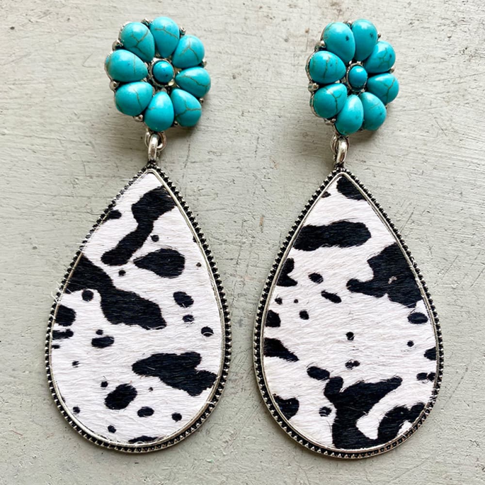 Turquoise Flower Teardrop Earrings - AllIn Computer