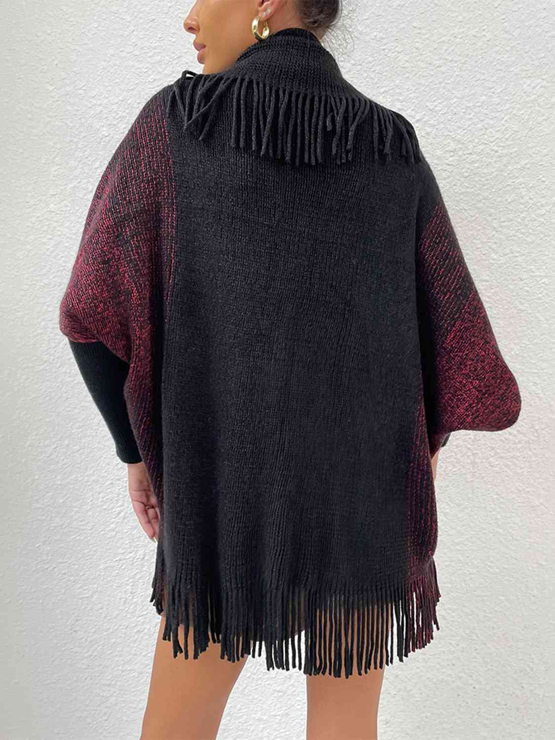 Fringe Detail Long Sleeve Cardigan - AllIn Computer