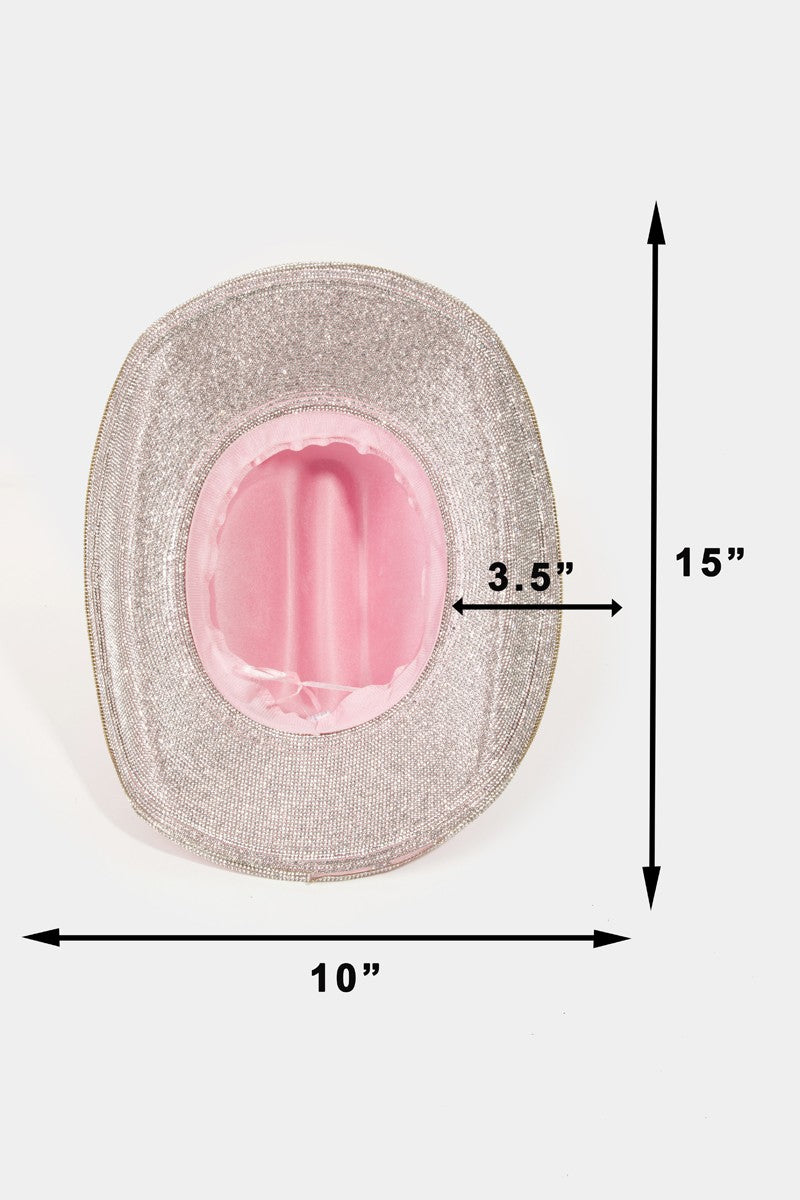 Fame Pave Rhinestone Trim Faux Suede Hat - AllIn Computer