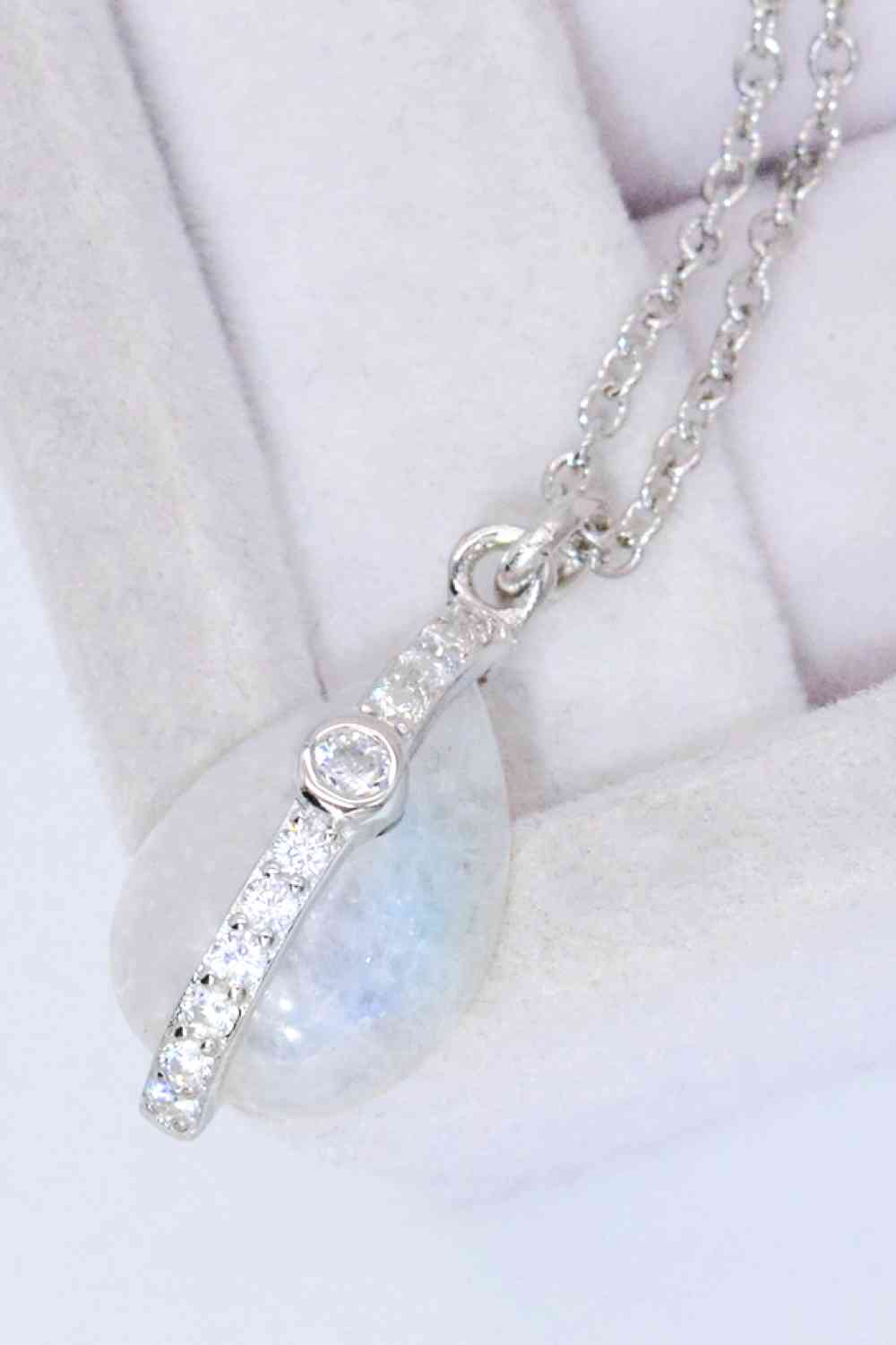 Natural Moonstone and Zircon Pendant Necklace - AllIn Computer