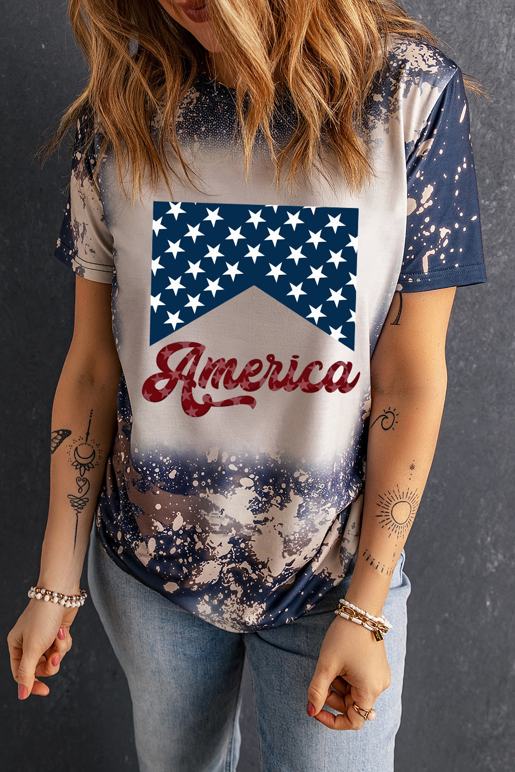 AMERICA Round Neck Short Sleeve T-Shirt - AllIn Computer
