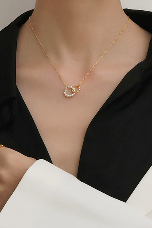 Pearl Hoop Link Pendant Necklace - AllIn Computer