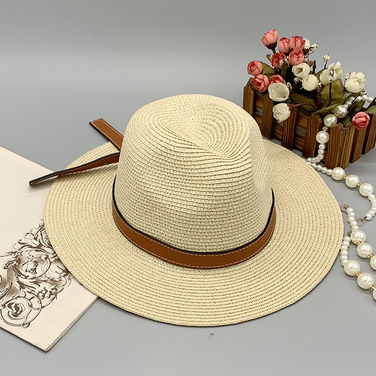 Wide Brim Paper Braided Hat - AllIn Computer