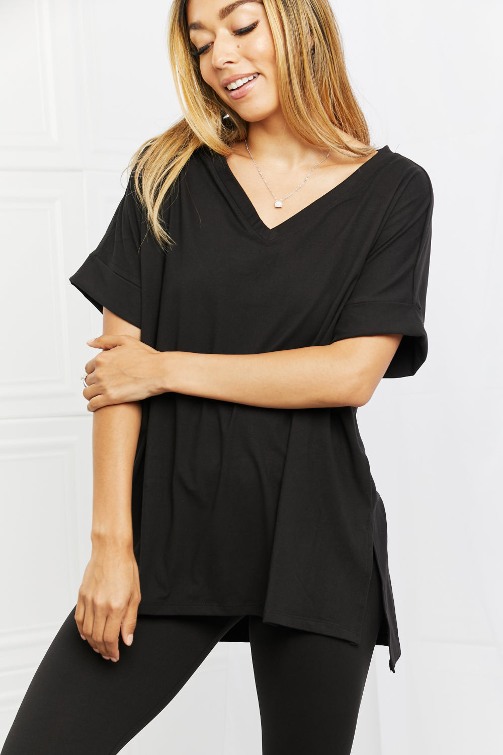 Zenana Self Love Full Size Brushed DTY Microfiber Lounge Set in Black - AllIn Computer