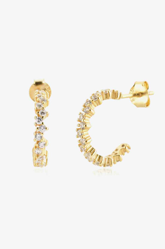 Inlaid Zircon C-Hoop Earrings - AllIn Computer