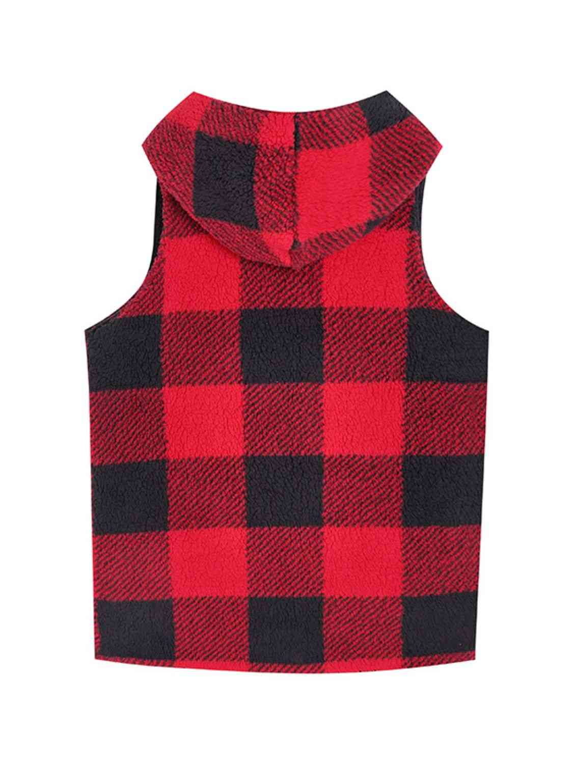 Plaid Hooded Vest - AllIn Computer