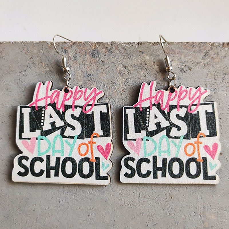 School Theme Wooden Dangle Earrings - AllIn Computer