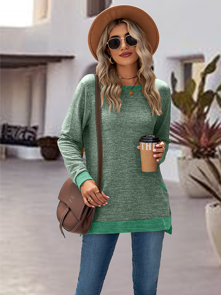 Round Neck Long Sleeve Blouse - AllIn Computer