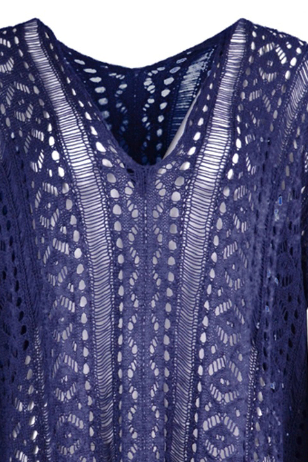 Cutout V-Neck Cover-Up with Tassel - AllIn Computer