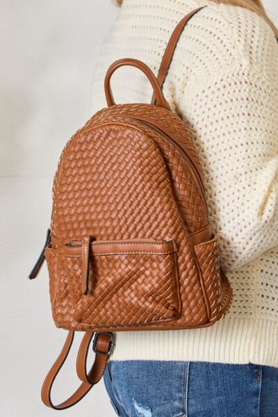 SHOMICO PU Leather Woven Backpack - AllIn Computer