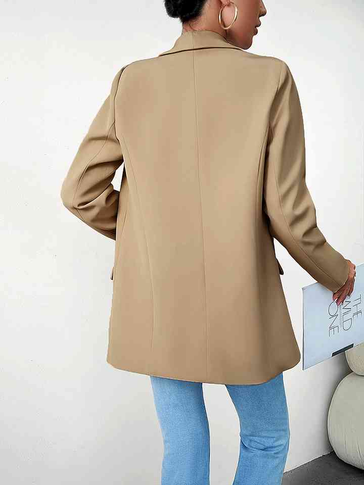 Lapel Collar Long Sleeve Blazer - AllIn Computer