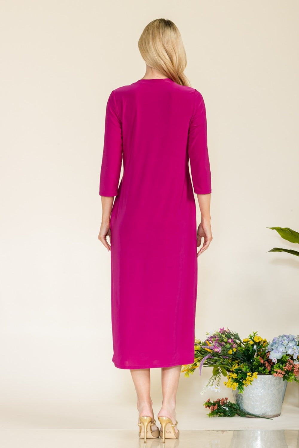 Celeste Full Size Round Neck Midi Dress - AllIn Computer