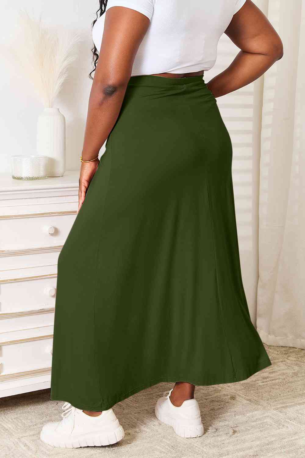 Double Take Full Size Soft Rayon Drawstring Waist Maxi Skirt - AllIn Computer