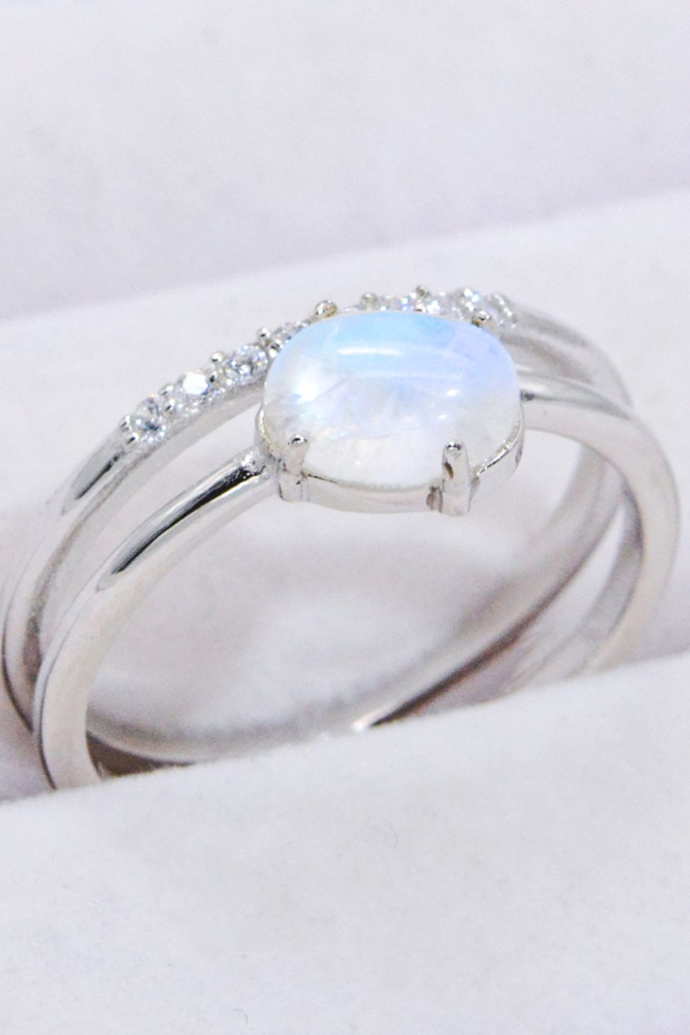 Natural Moonstone and Zircon Double-Layered Ring - AllIn Computer