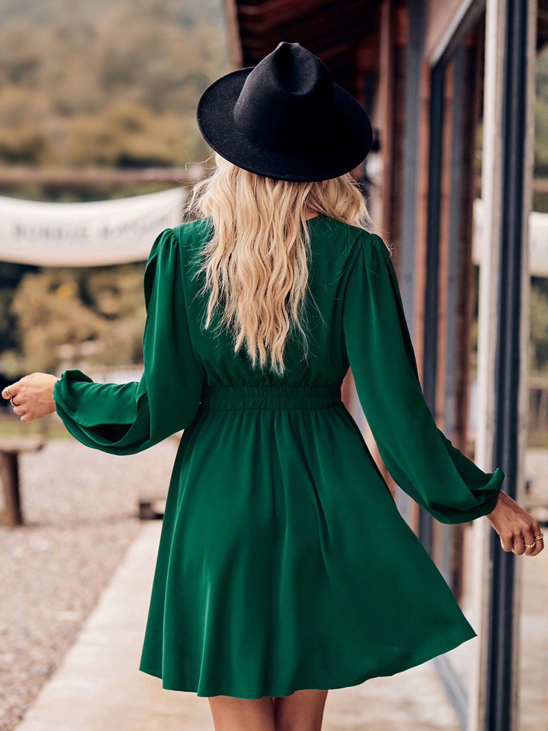 V-Neck Split Sleeve Mini Dress - AllIn Computer