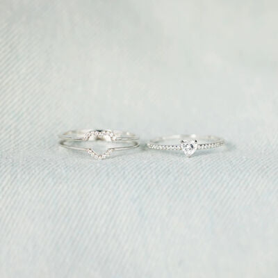 925 Sterling Silver Inlaid Zircon Heart Ring - AllIn Computer