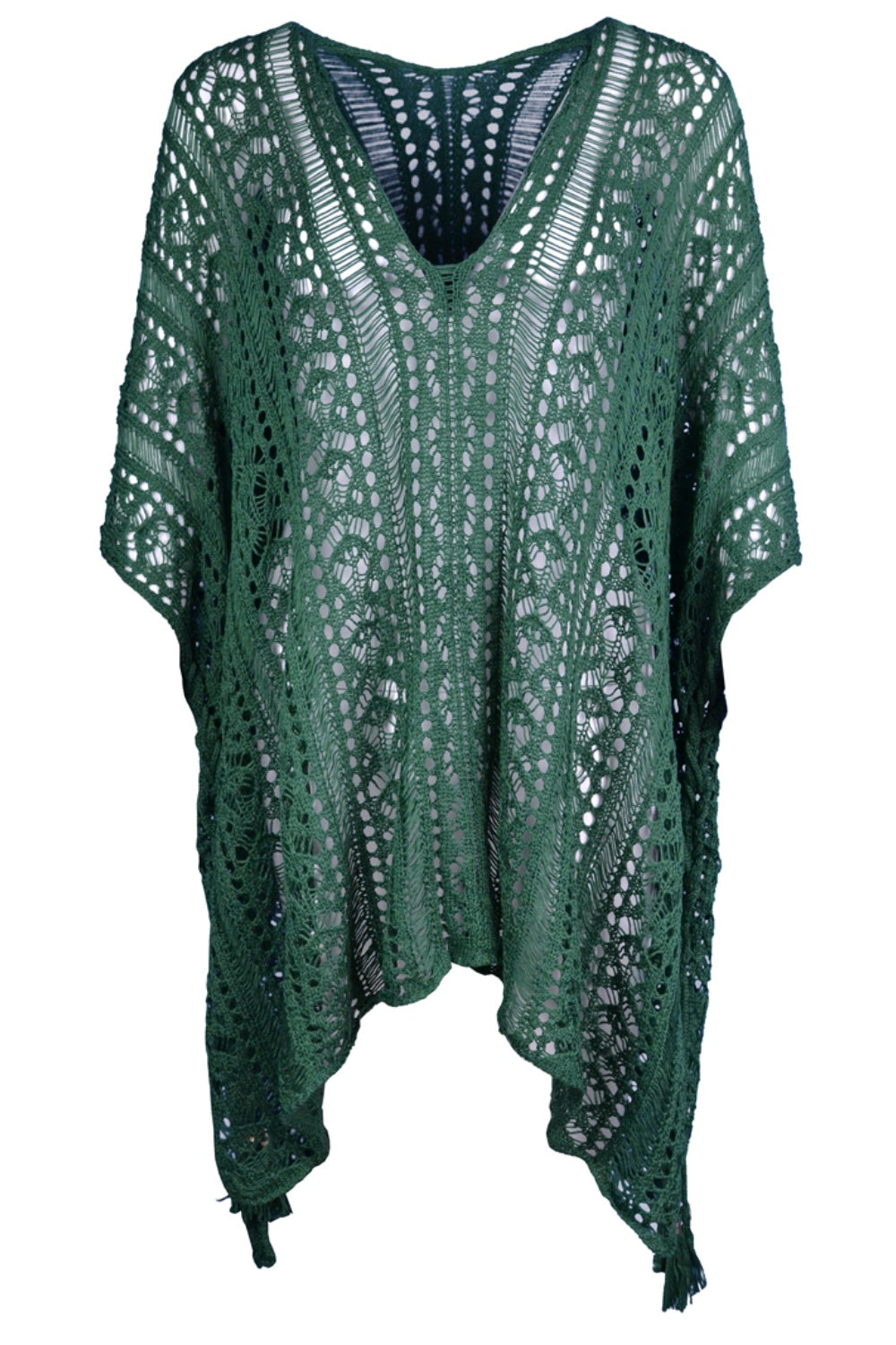 Cutout V-Neck Cover-Up with Tassel - AllIn Computer
