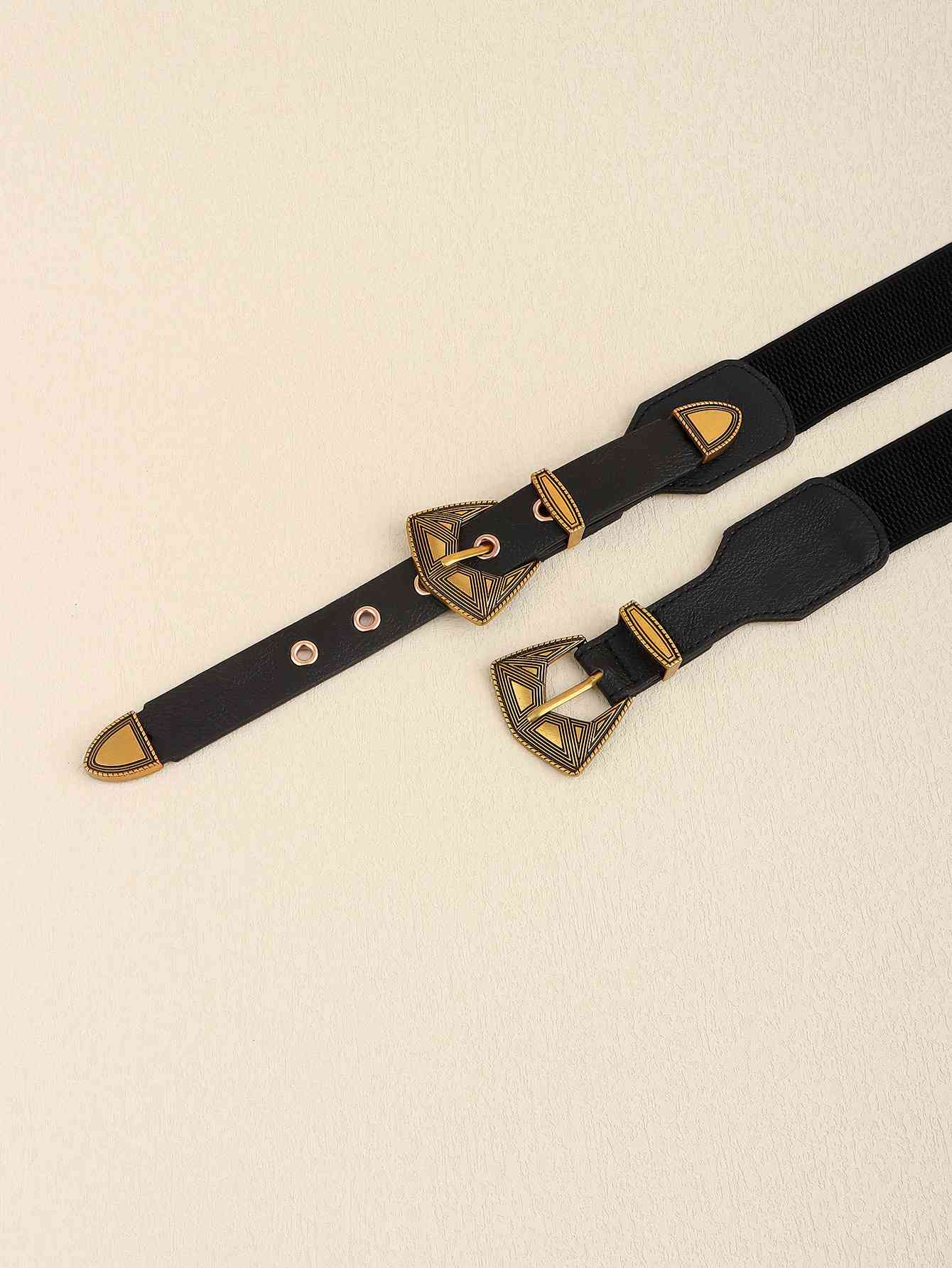 Double Buckle PU Leather Belt - AllIn Computer