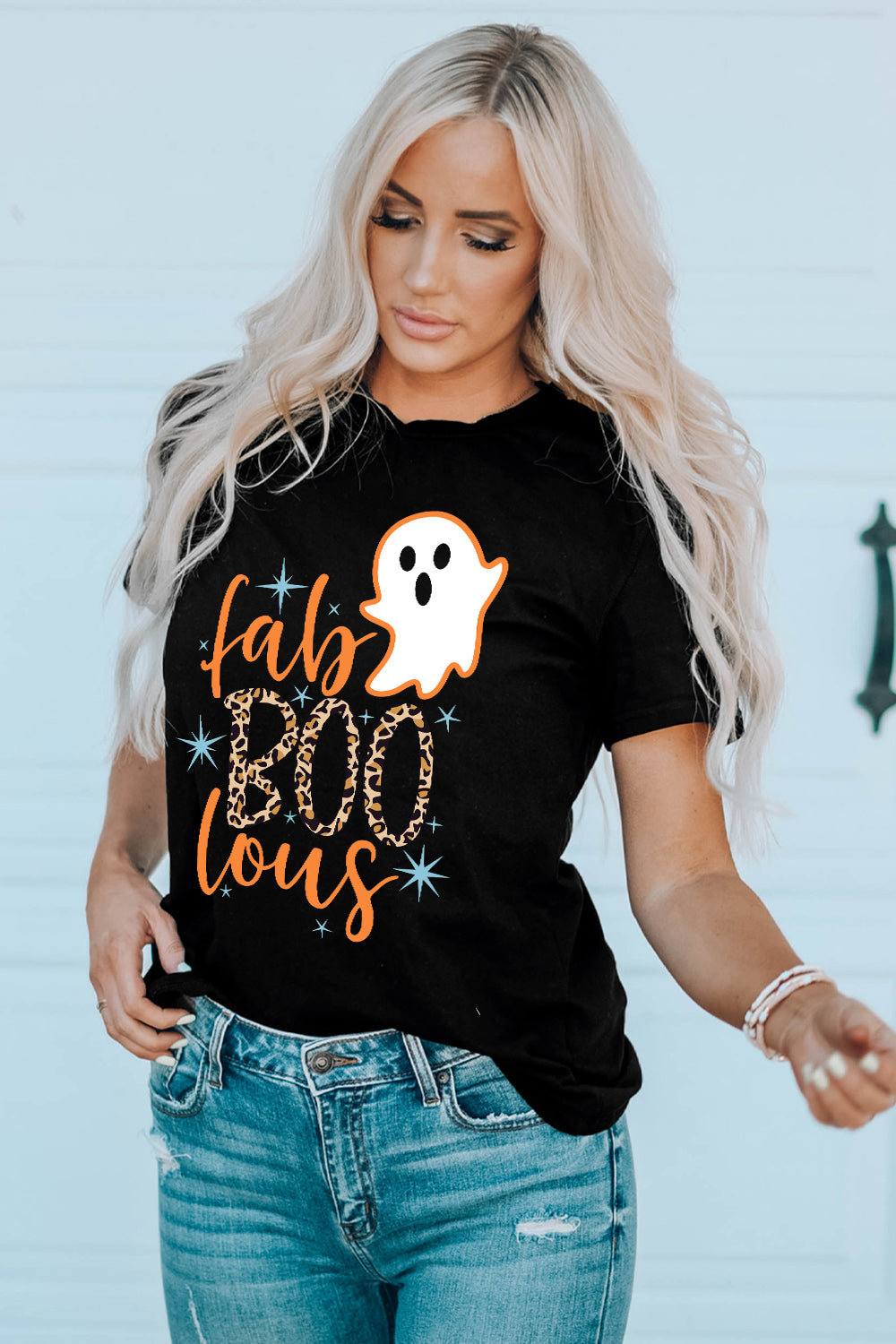 Round Neck Short Sleeve Ghost Graphic T-Shirt - AllIn Computer