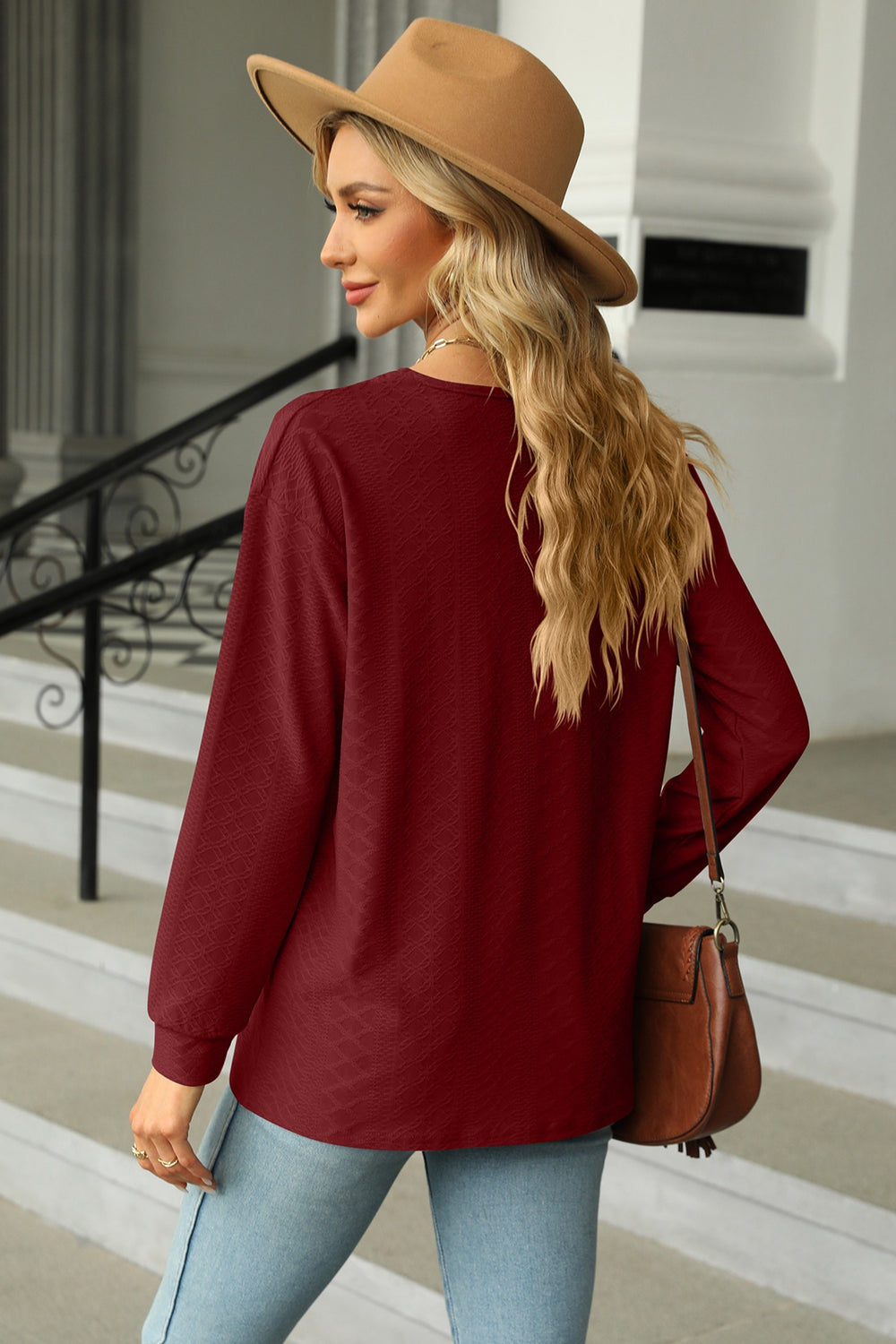 V-Neck Long Sleeve Blouse - AllIn Computer