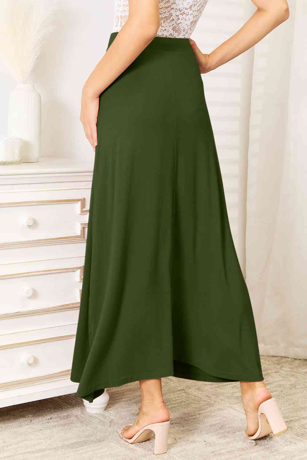 Double Take Full Size Soft Rayon Drawstring Waist Maxi Skirt - AllIn Computer