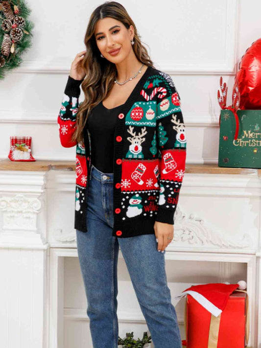 Christmas Button Down Cardigan - AllIn Computer