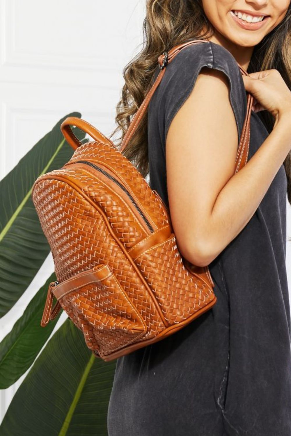 SHOMICO Certainly Chic Faux Leather Woven Backpack - AllIn Computer